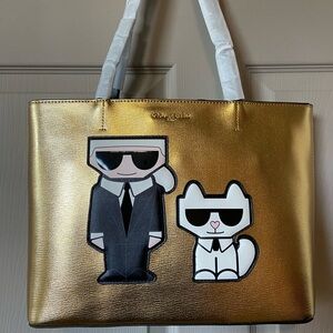 Karl Lagerfeld Gold Maybelle Zipper Tote Karl & Cat